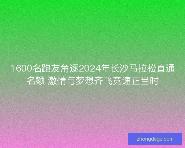1600名跑友角逐2024年长沙马拉松直通名额 激情与梦想齐飞竞速正当时