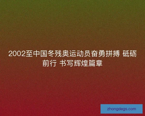 2002至中国冬残奥运动员奋勇拼搏 砥砺前行 书写辉煌篇章