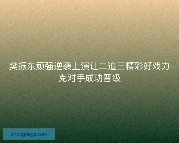 樊振东顽强逆袭上演让二追三精彩好戏力克对手成功晋级