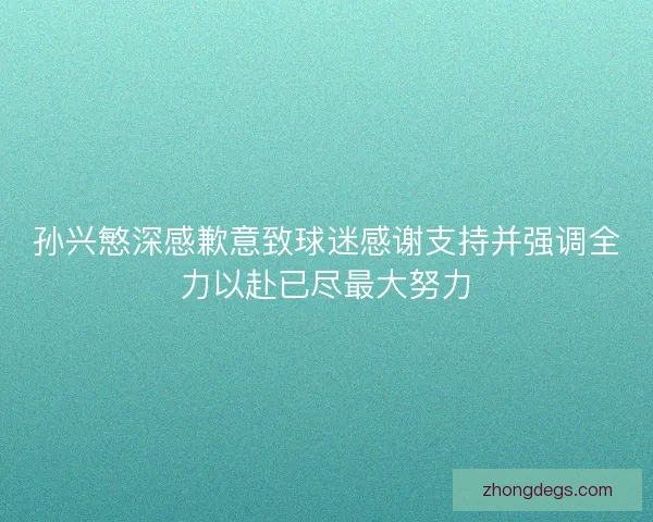 孙兴慜深感歉意致球迷感谢支持并强调全力以赴已尽最大努力